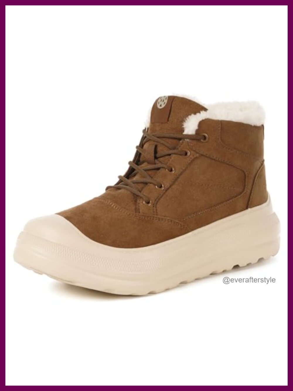 Suede Leather Snow Boots Faux Fur Lined Water Resistant Ankle Winter Boots